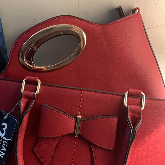Vegan leather 4 piece red bag - Picture 3 of 5